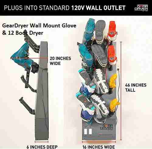 GearDryer Wall Mount Glove & 12 Boot Dryer