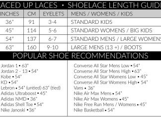 what length laces for womens shoes 4