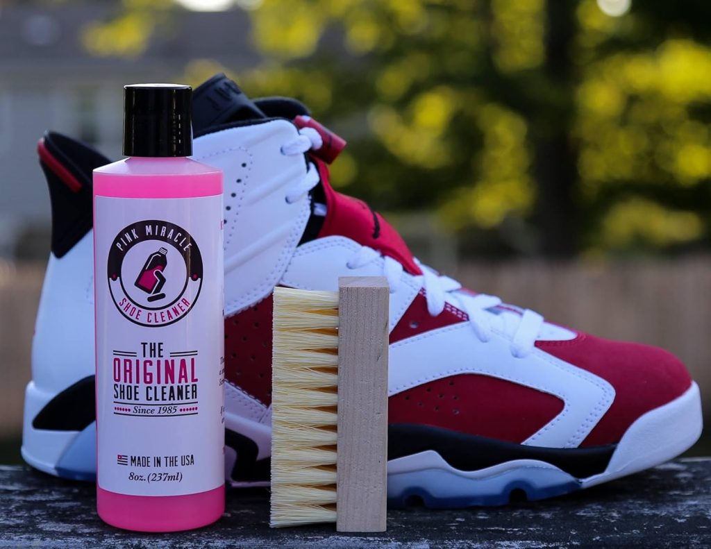 Pink Miracle Shoe Cleaner Kit with Bottle and Brush For Fabric Cleaner For Leather, Whites, Suede and Nubuck Sneakers