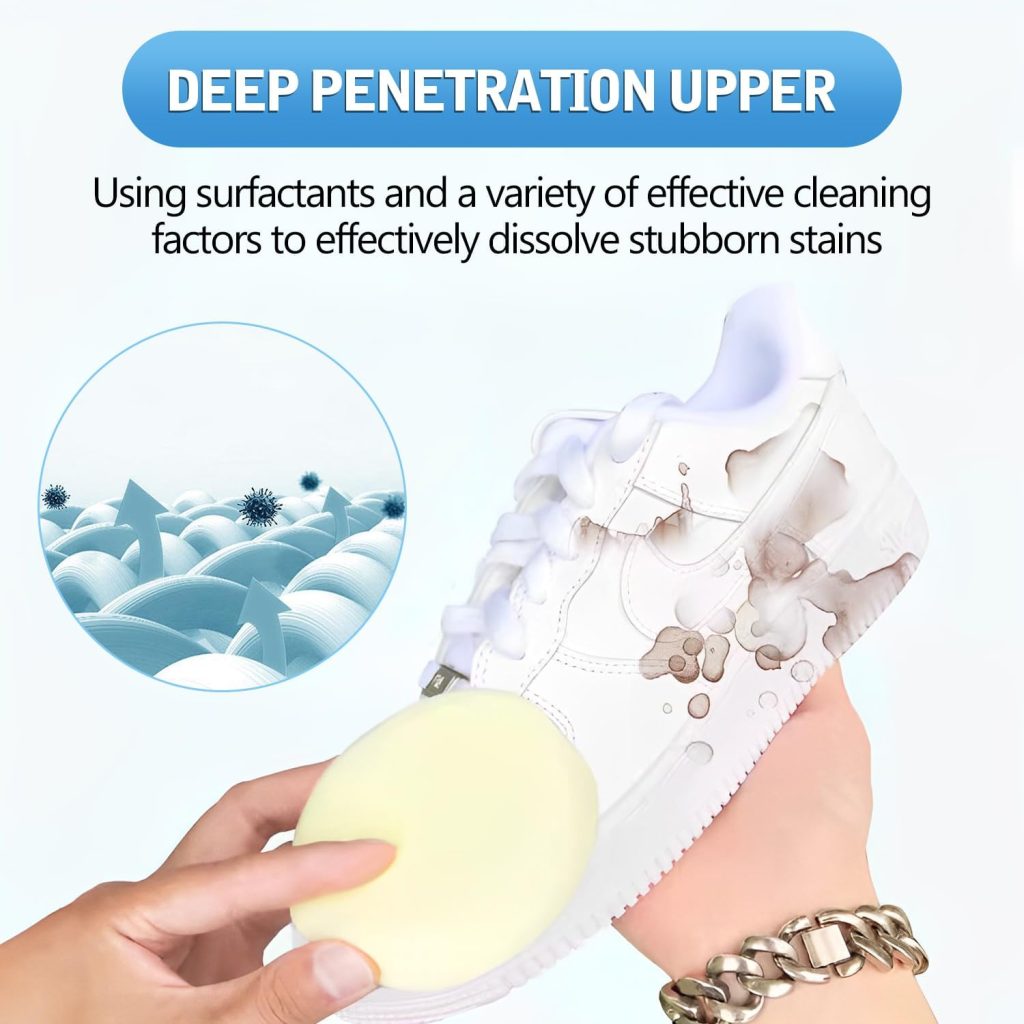 2023 New Multi-functional Cleaning and Stain Removal Cream, White Shoe Cleaning Cream with Sponge, Multipurpose Cleaning Cream, White Shoe Cleaner, Shoes Decontaminate Solid Paste (1pc with sponge)