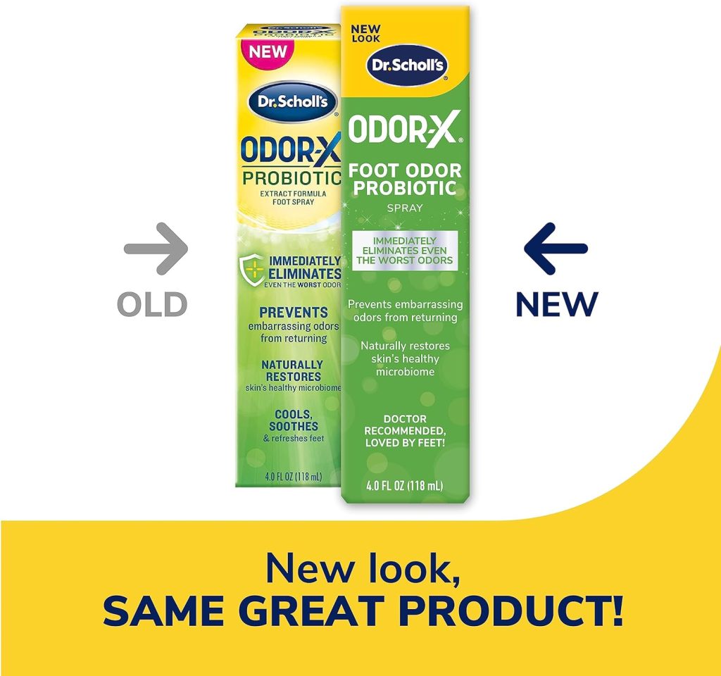 Dr. Scholls ODOR-X FOOT ODOR PROBIOTIC SPRAY, 4 oz // Immediately Eliminates The Worst Odors - Prevents Embarrasing Odors From Returning - Restores Skins Microbiome