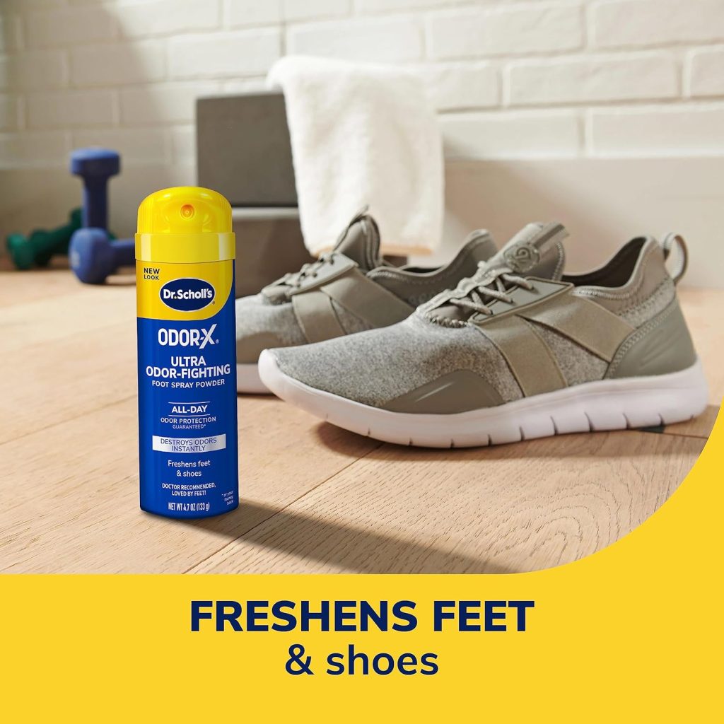 Dr. Scholls ODOR-X ULTRA ODOR-FIGHTING SPRAY POWDER, 4.7 oz // Destroys Odors Instantly - All-Day Odor Protection - Freshens Feet  Shoes