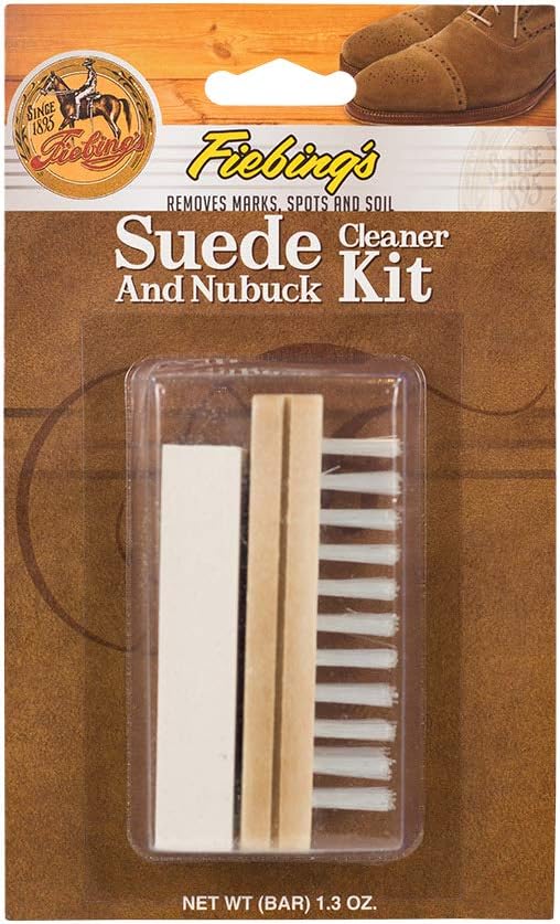 Fiebings Suede  Nubuck Cleaner Kit - Contains a Dry Cleaning Bar and Nap Lifting Brush - Use on Regular  Delicate Suede as well as Nubuck and Napped Finishes - Safe for All Colors