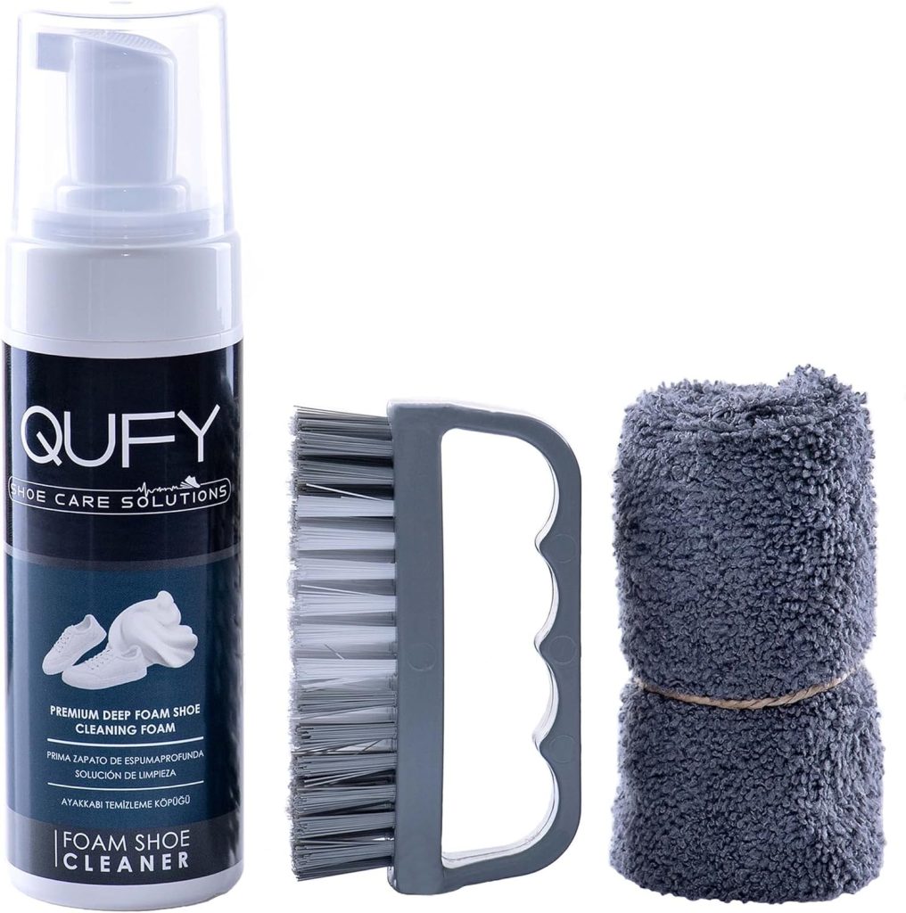 QUFY Foam Shoe Cleaner Sneakers Kit Microfiber Shoe Cloth and Shoe Brush 3 in 1 Pack