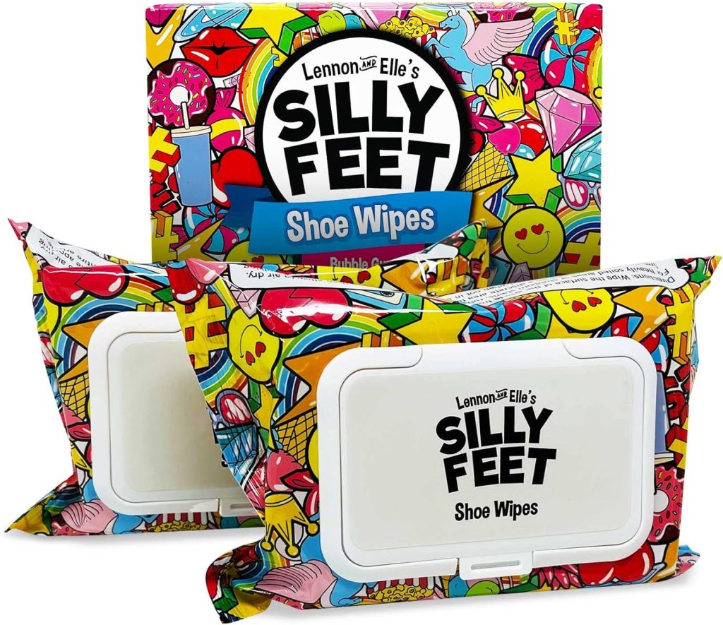 Shoe Wipes Cleaner Sneaker - 2 Packs of 30 Quick Instant Clean Shoe Cleaner Wipes Sneaker Cleaner White Shoes Tennis Canvas Leather and More Resealable Travel Bags Bubble Gum Scented Cleaning