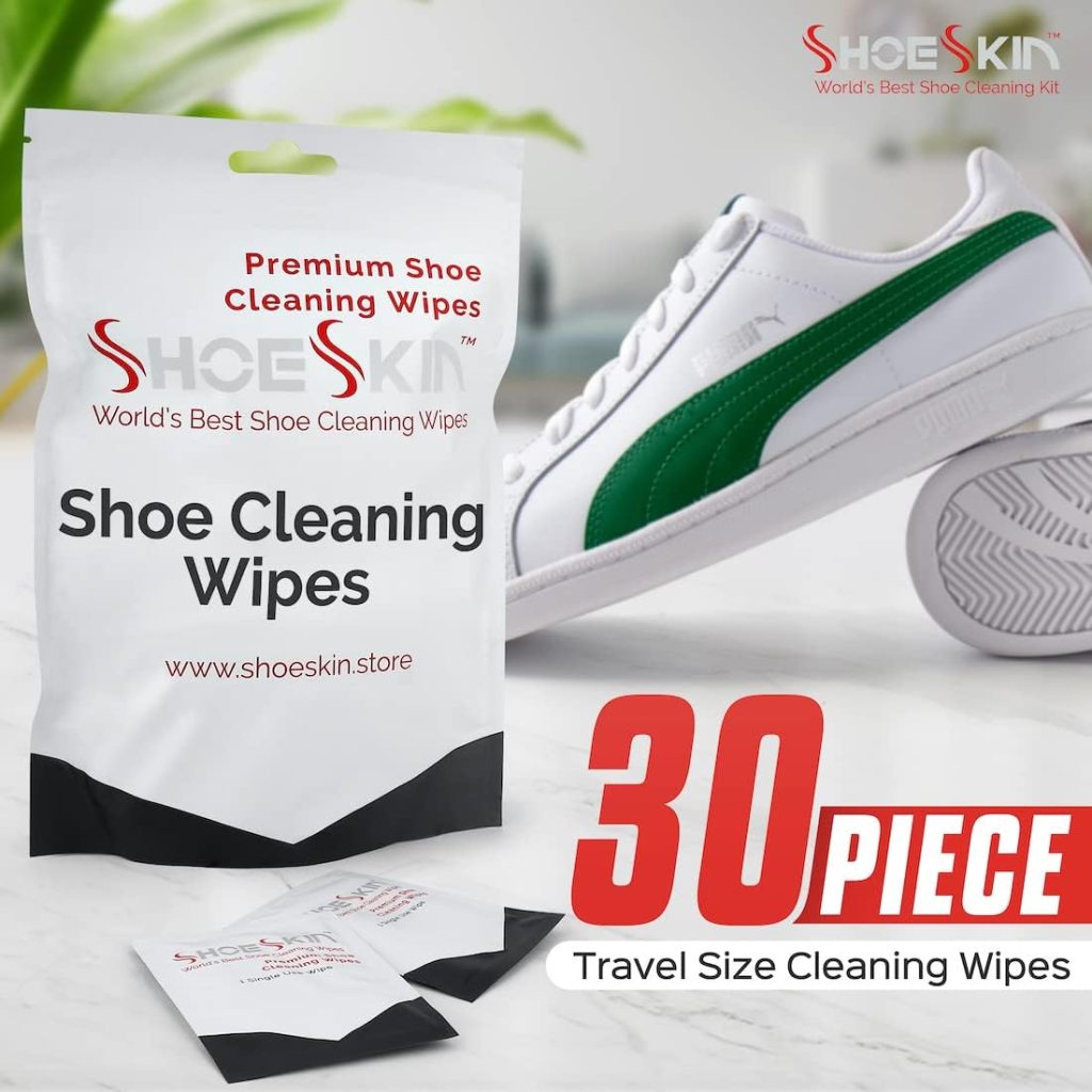 SHOESKIN Shoe Cleaning Wipes (30 Count) - Textured Sneaker Cleaning Wipes Great for Travel - Works for All Shoes and Sneakers