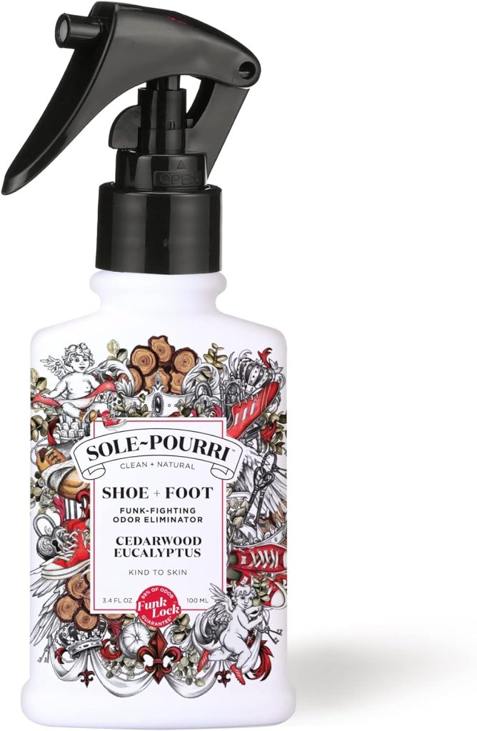 Sole-Pourri Shoe + Foot Funk-Fighting Odor Eliminator Spray, Cedarwood Eucalyptus, 3.4 Fl Oz