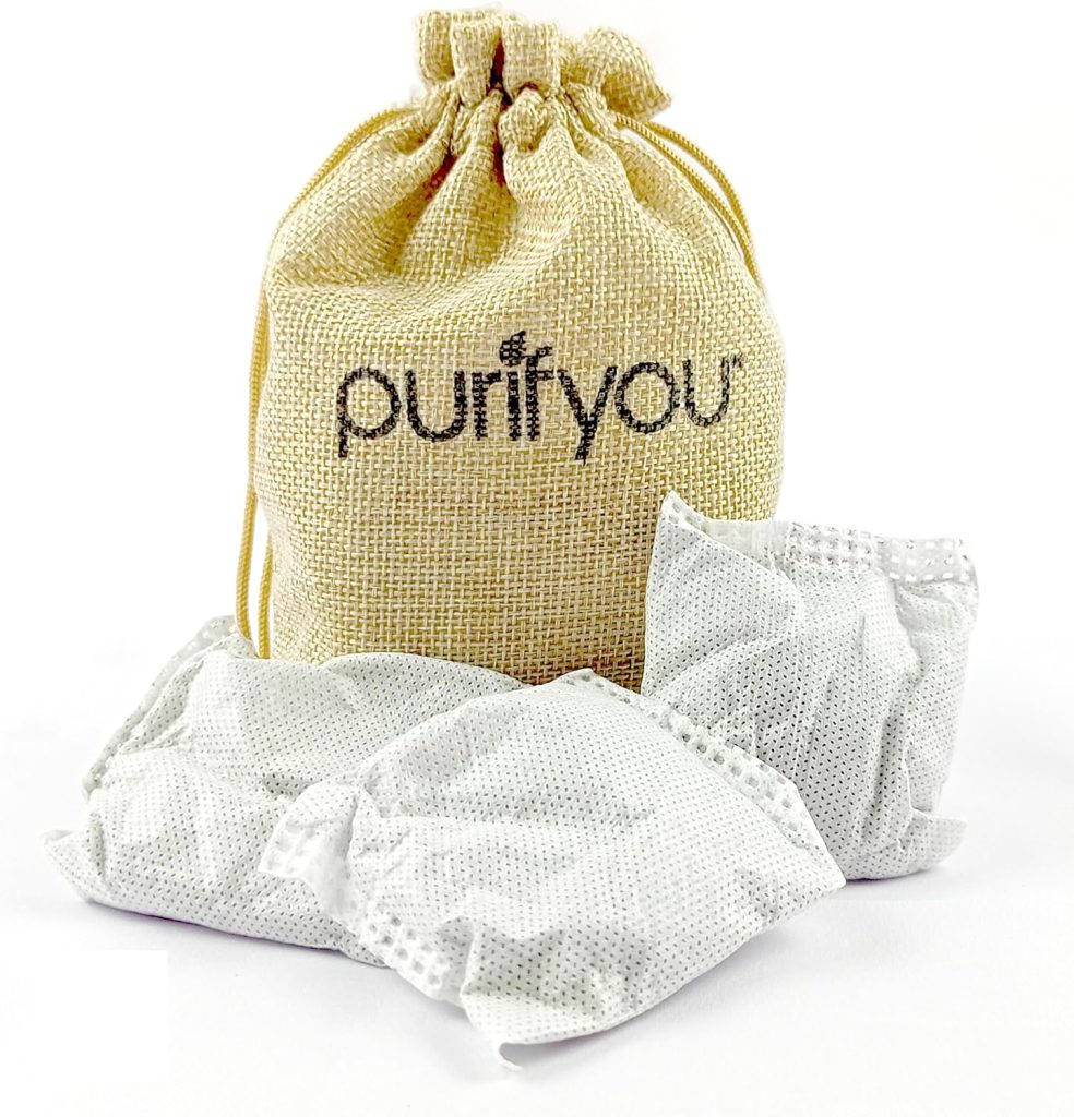 100% Natural Bamboo Charcoal Air Purifying Bag - Set of 12 Carbon Filters, Deodorizer Bags, Odor Absorber for Diaper Pail, Trash, Shoes, Closets, Cars, Fridge, Pets House, Kitchen, Home by purifyou