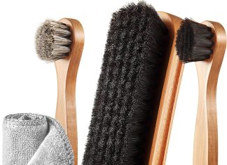 4 pcs horsehair shine shoes brush kit polish dauber applicators cleaning leather shoes boots care brushes suede cleaner 1 4