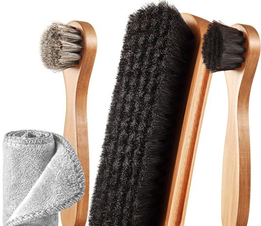 4 pcs horsehair shine shoes brush kit polish dauber applicators cleaning leather shoes boots care brushes suede cleaner 1 4