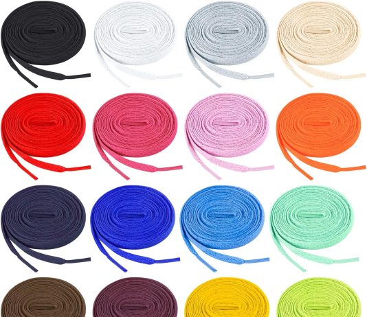 auihiay 16 pairs 31 40 45 54 flat colored shoelaces shoestrings for sneakers skate shoes sport shoes boots