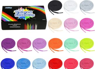 auihiay 24 pairs flat colored shoelaces shoestrings for sneakers skate shoes sport shoes boots