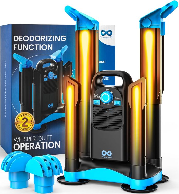 everlasting comfort heavy duty boot dryer and deodorizer hybrid forced air speed drying system uses room temp air warms
