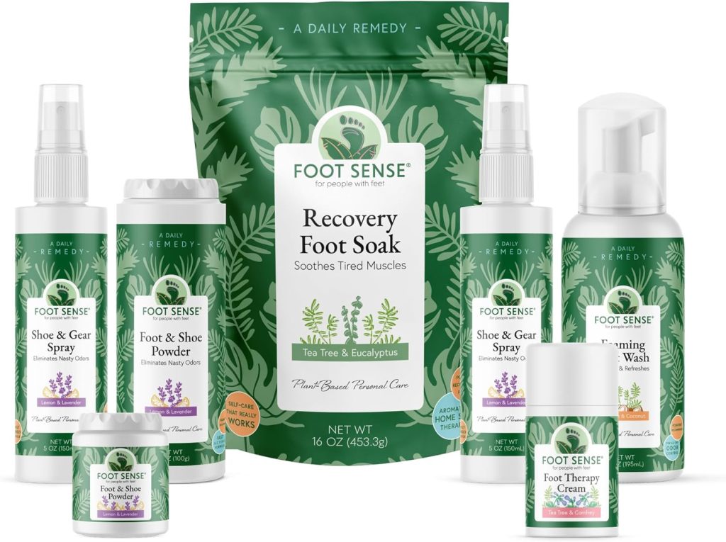FOOT SENSE All Natural Smelly Foot  Shoe Powder - Foot Odor Eliminator lasts up to 6 months. Natural formula for smelly shoes and stinky feet. Protects disinfects  deodorizes.