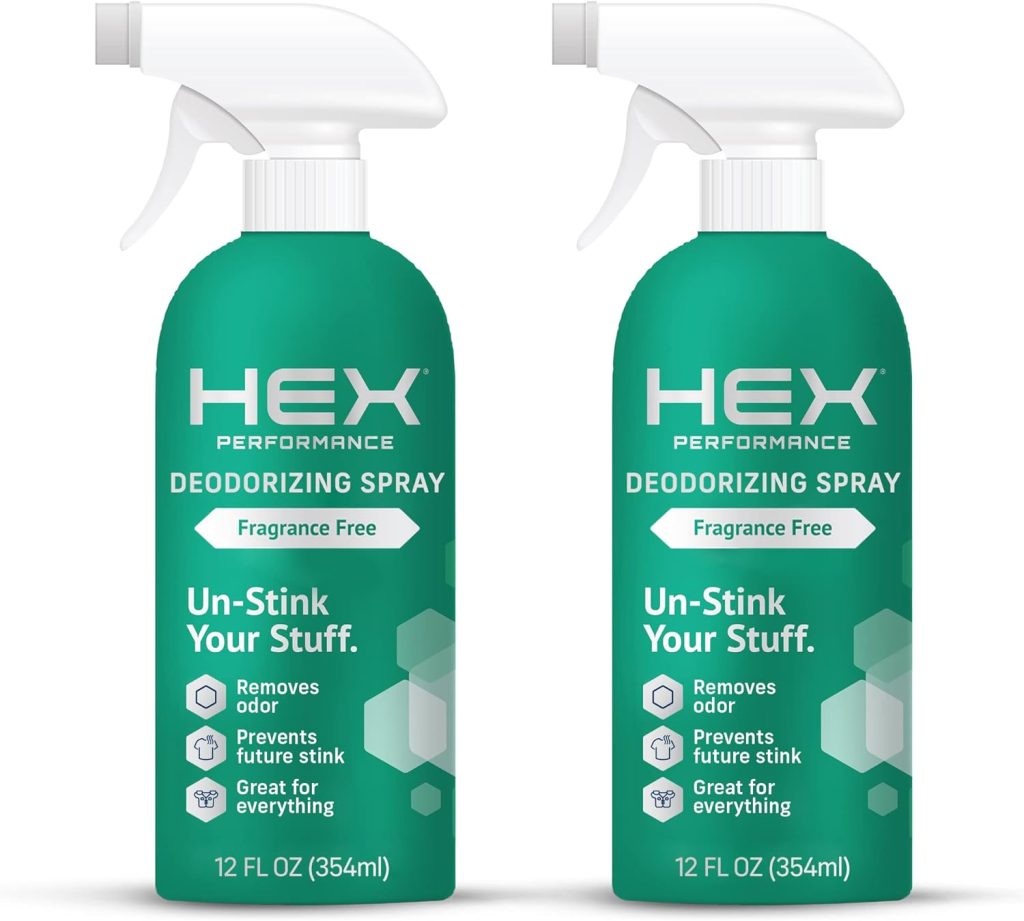 HEX Performance Deodorizing Spray, Fresh  Clean, 12oz (Pack of 2) - Awesome for Shoes, Gear  Workout Mats