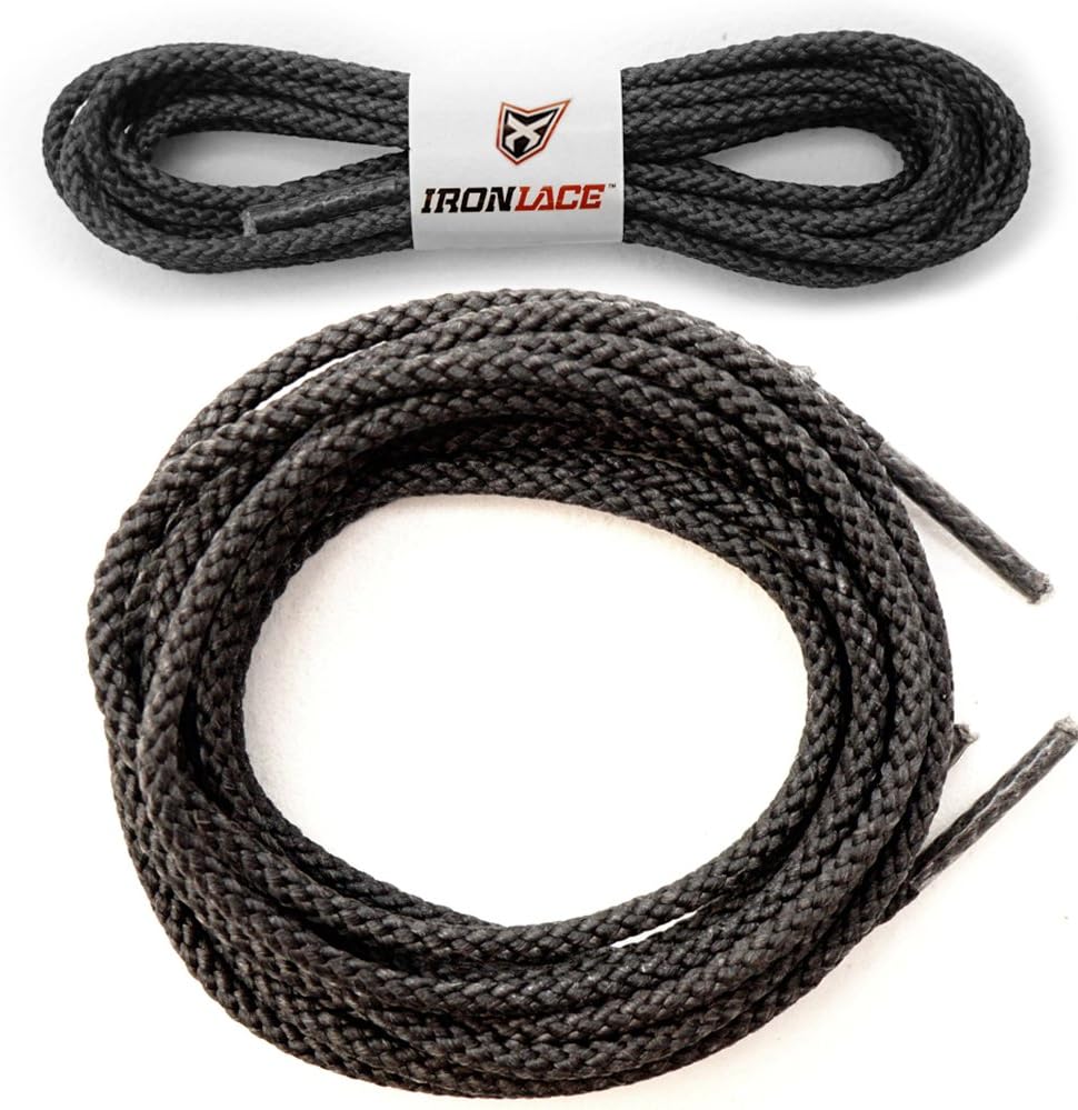 IRONLACE Unbreakable Round Bootlaces - Indestructible, Waterproof  Fire Resistant Boot  Shoe Laces
