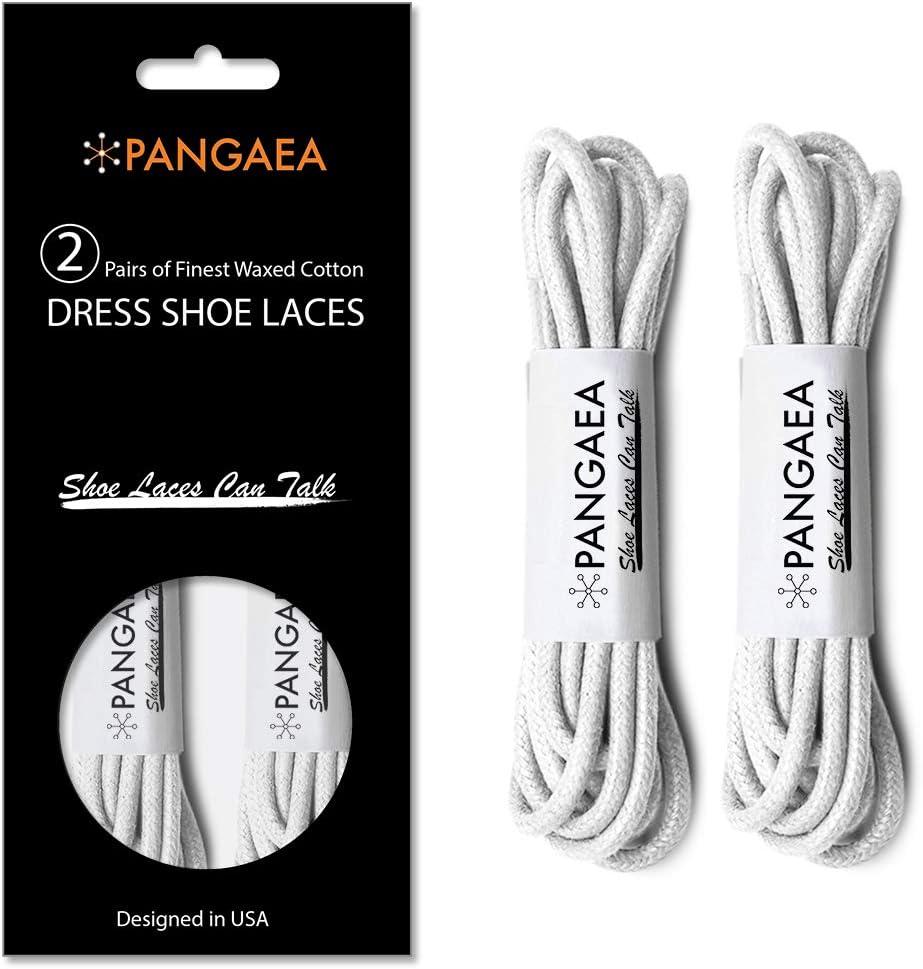 PANGAEA [4 Laces] 2-Pair Pack Waxed Round Oxford Shoe Laces for Dress Shoes Chukka 3/32Inch Thin
