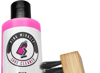 pink miracle shoe cleaner kit with bottle and brush for fabric cleaner for leather whites suede and nubuck sneakers 2