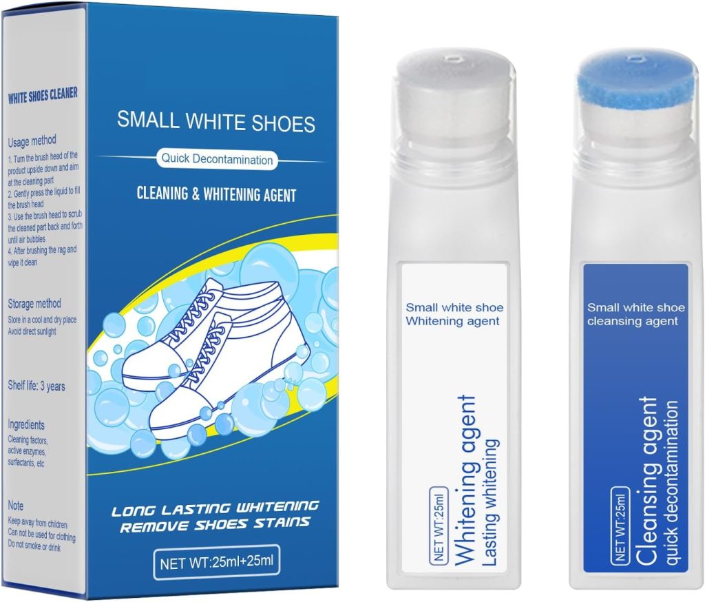 Q.Z.Art Shoe Cleaner Sneakers Kit Include Shoe Cleaner and Shoe Whitener Easy to Use White Shoe Cleaner with Sponge Head Water-Free Foam Shoe Cleaning Kit