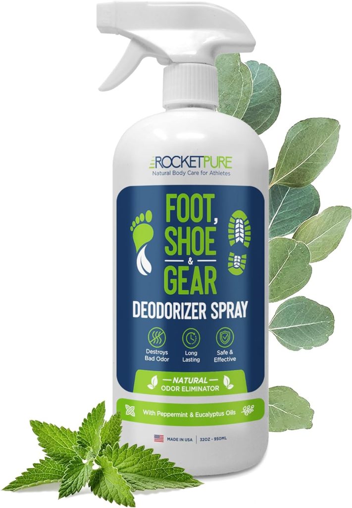 Rocket Pure Natural Foot Spray  Shoe Deodorizer Spray - Shoe Spray for Smelly Shoes, Foot Spray for Smelly Feet, Shoe Odor Spray Shoe Odor Elimination, Foot Odor Eliminator, Foot Deodorant (Mint 4oz)