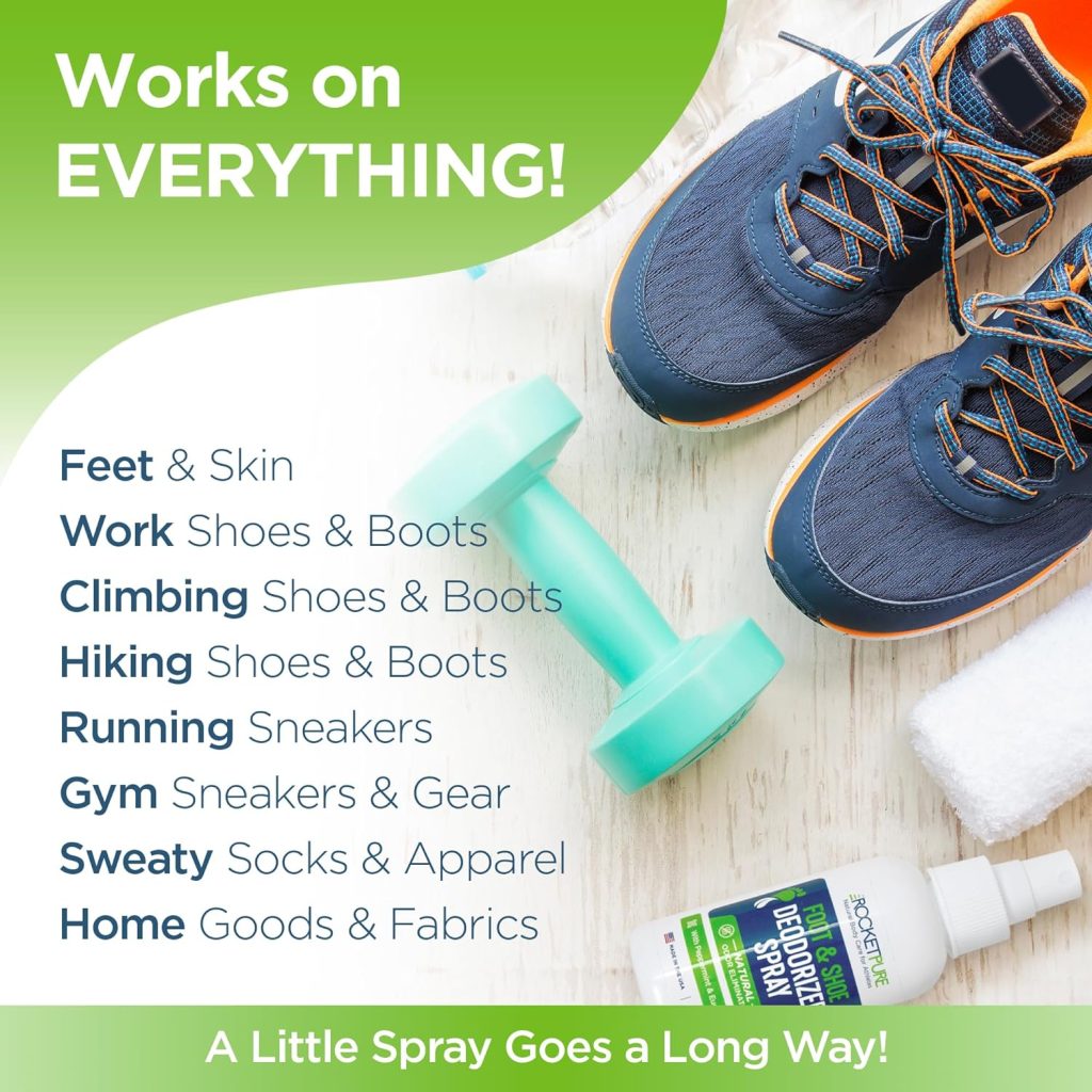 Rocket Pure Natural Foot Spray  Shoe Deodorizer Spray - Shoe Spray for Smelly Shoes, Foot Spray for Smelly Feet, Shoe Odor Spray Shoe Odor Elimination, Foot Odor Eliminator, Foot Deodorant (Mint 4oz)