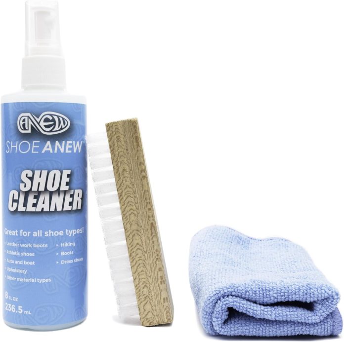 shoe cleaning kit for cleaning sneakers leather white shoes fabric and more with cleaning spray 8oz nylon brush microfib
