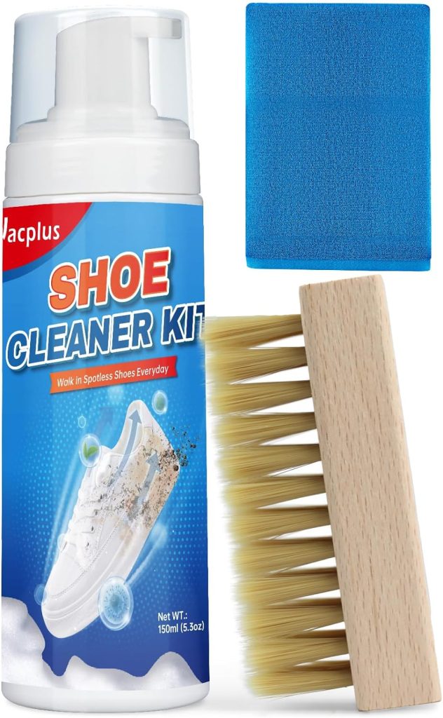 Vacplus Shoe Cleaner Sneakers Kit -  5.3oz Quick-Cleaning Sneaker Cleaner, Essential Shoe Cleaning Kit, White Shoe Cleaner Kit w/ Shoe Brush, Work on White Shoes, Suede, Knit, Canvas, PU, Fabric, etc.
