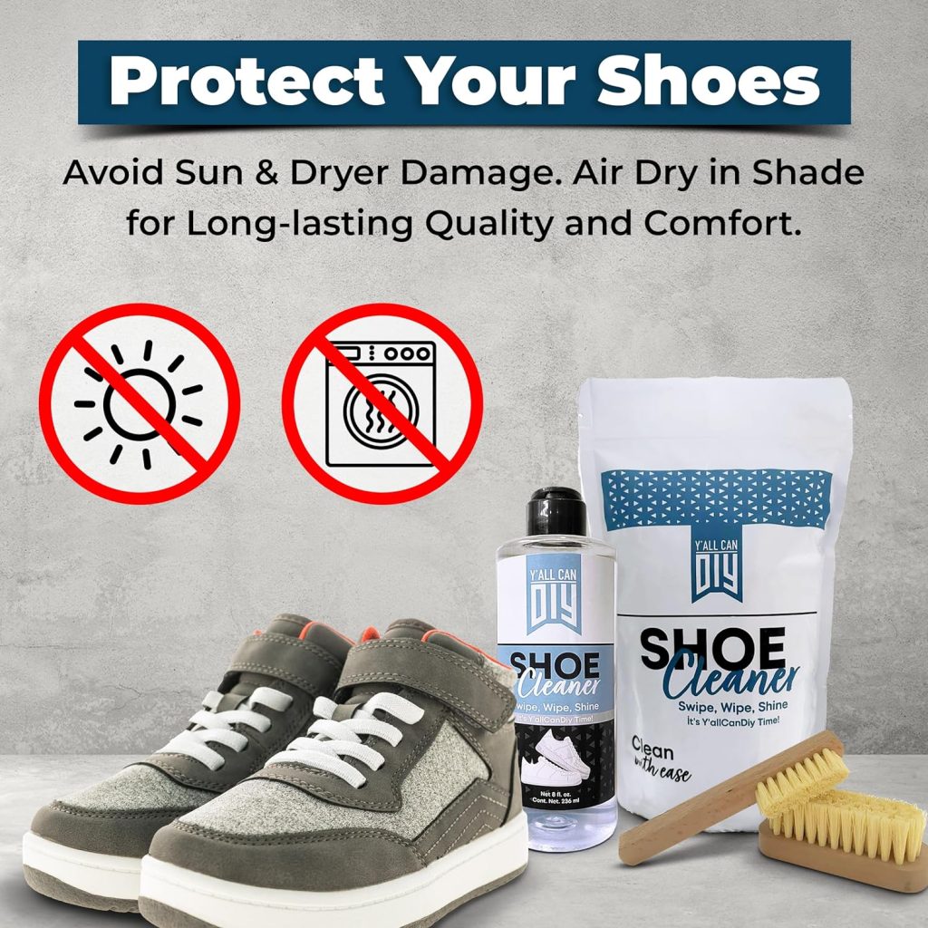 YallCanDiy Shoe Cleaner Kit (16 fl. oz or 8 fl.oz. + 2 Shoe Brushes), Golf, Sneaker Cleaning, Ultimate Shoe Care for Whites