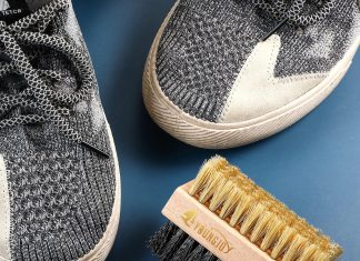 youngjoy dual sided sneaker shoe cleaner brush set boar and plastic bristles with microfiber cloth 1