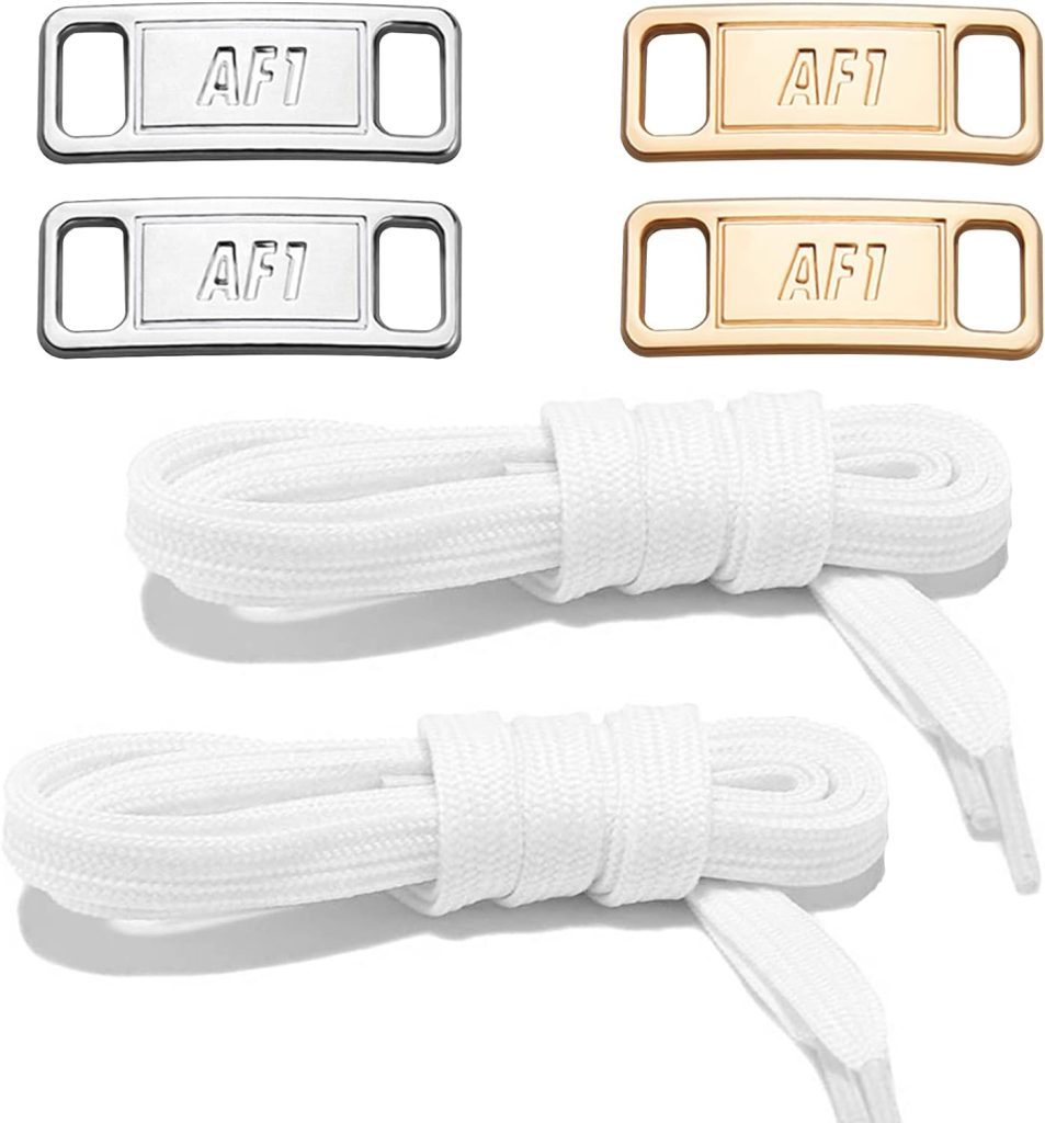 2 Pair Flat Shoelaces 36-72 Length Replacement Laces for Air Force 1,with 2 Pair Shoe Lace Charms for AF1 Sneaker