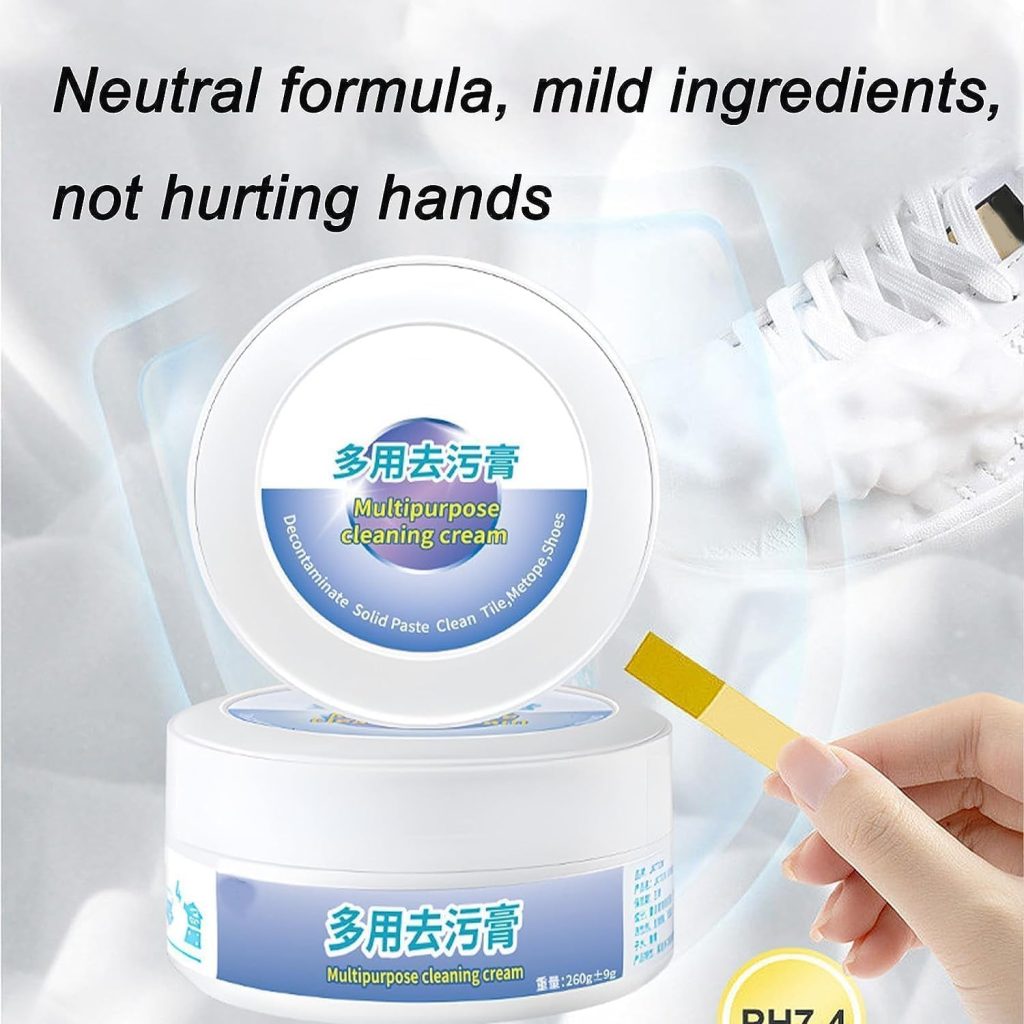 2023 New Multi-functional Cleaning and Stain Removal Cream, Multi-Purpose Cleaning Paste, Shoe Decontamination Solid, White Shoe Cleaner, Shoes Decontaminate Solid Paste (2pc with sponge)