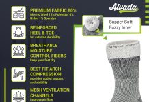 alvada mens merino wool crew socks thermal and warm socks for winter work hiking running 3 pairs 2