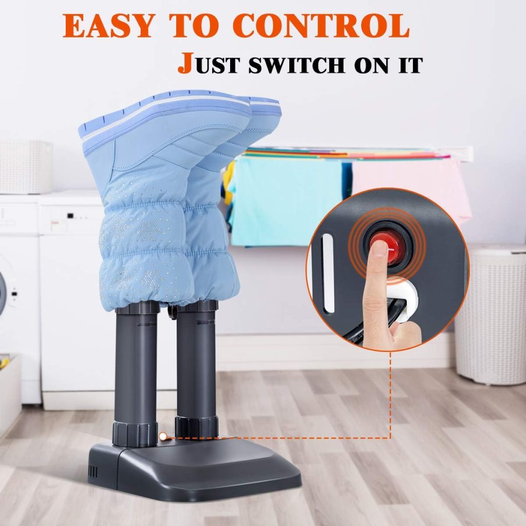 COSTWAY Boot Dryer, Electric Shoe Dryer and Warmer with Heat Blower, Fast Drying, Overheat Protection, Easy to Assemble, Shoe Dryer for Work Boots, Shoes, Gloves and Socks (2-Shoe)