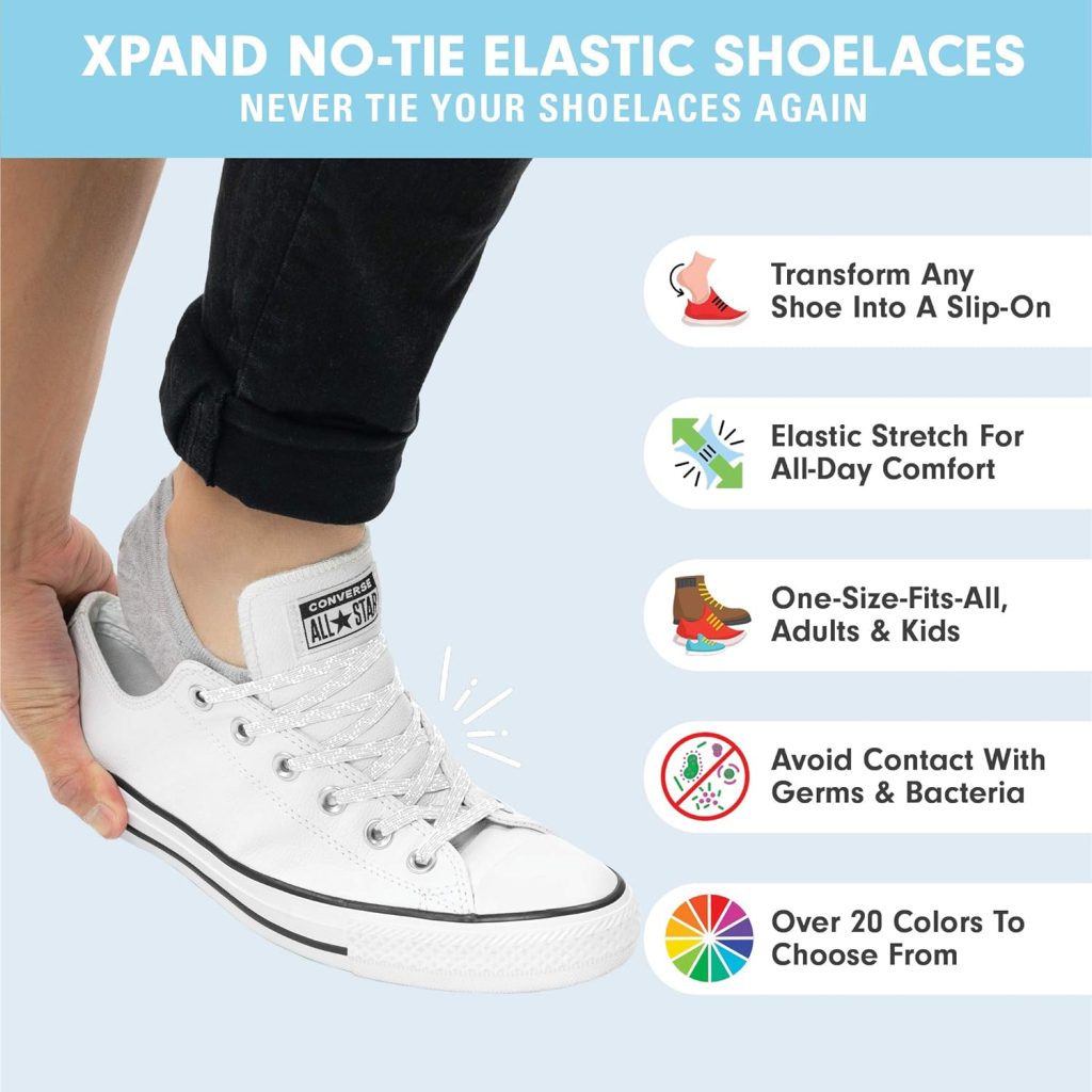 Xpand No Tie Shoelaces System with Elastic Laces - One Size Fits All Adult and Kids Shoes