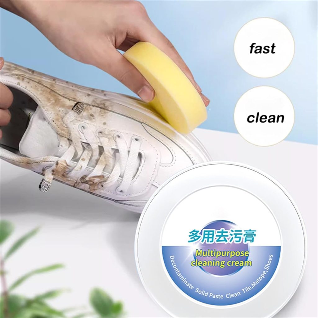 VIED Barmoar Shoe Cleaner, 2024 New Multi-Functional Cleaning and Stain Removal Cream, Multipurpose Cleaning Cream with Sponge (1pc)