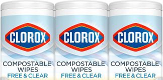 clorox free clear compostable cleaning wipes light lemon scent 75 count pack of 3 pack may vary