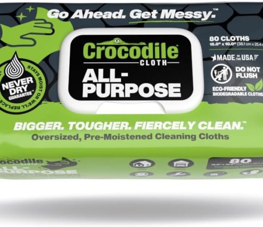 crocodile cloth all purpose 80 biodegradable 10 x 15 cleaning wipes large moist absorbent and disposable cleaning cloths