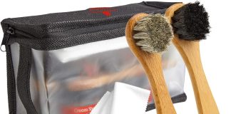 red moose 8pc black and brown shoeboot cleaning kit polish brushes cloth case