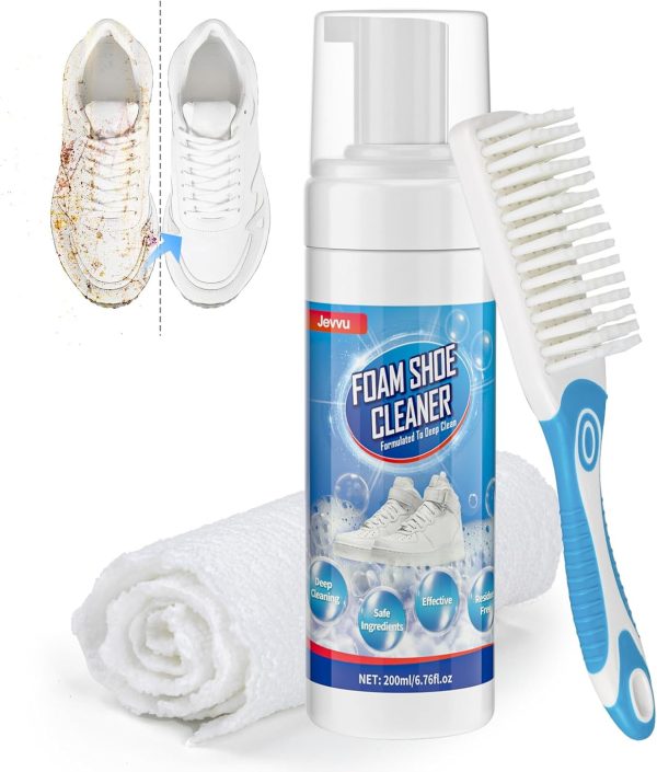 Jevvu Shoe Cleaner 6.76fl.oz Sneaker Cleaner Foam for Removing Stains and Dirt