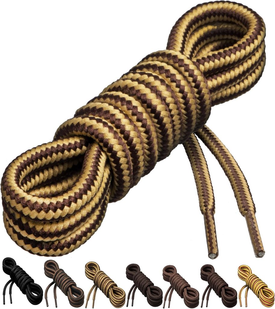 Birch 1/5 Thick Tough and Heavy Duty Round Boot laces lace Shoelaces for Boots and Hiking Shoes.