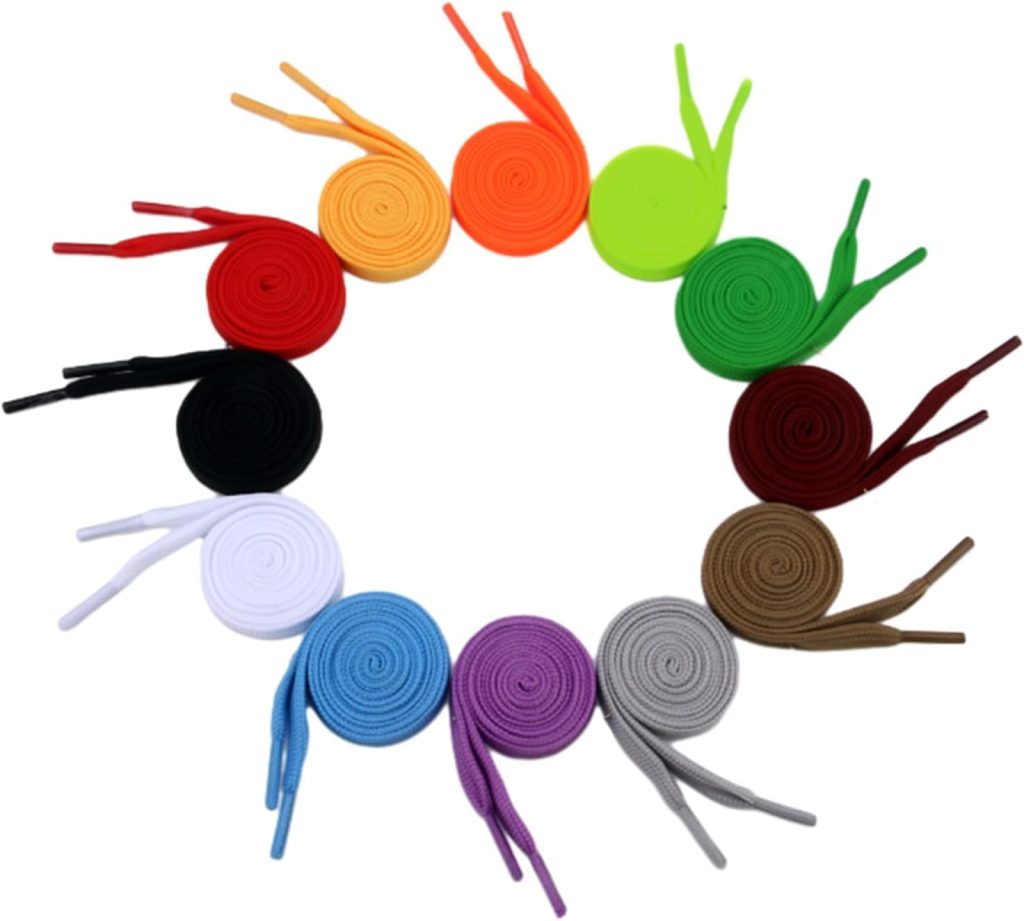DITSONEO Flat Shoe Laces For Sneakers Athletic Running Jogging Shoelaces Boot Strings 2 Pairs, Multi Lengths and Colors