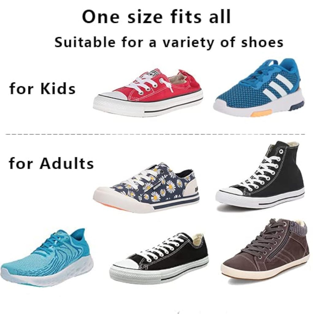 Aiboxin Elastic No Tie Flat Shoe Laces for Sneakers, Stretch Tieless Shoelaces for Kids  Adults, Magnetic Shoes Strings, light Gray