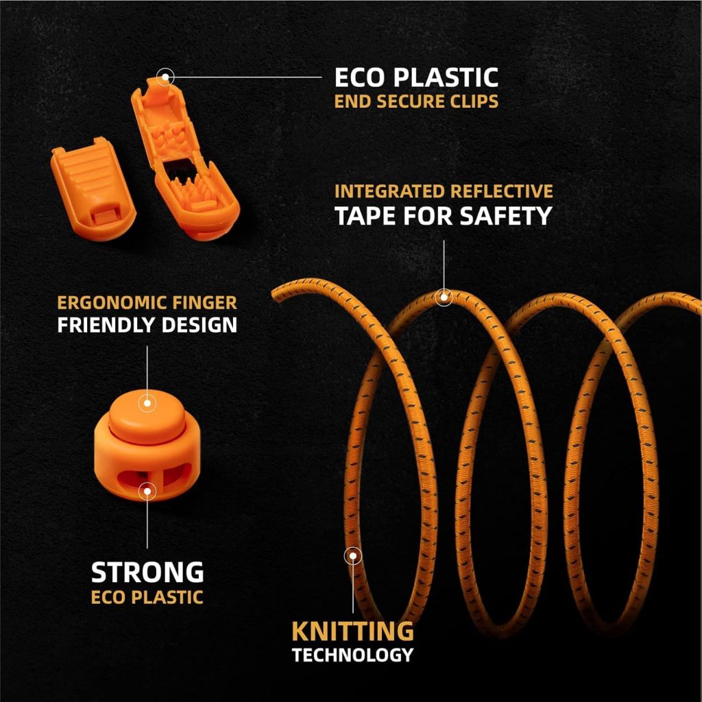 No Tie Shoelaces - Tieless Elastic Shoe Laces - Strong Lock Shoelaces for Sneakers - One Size Fits All for Adults and Kids