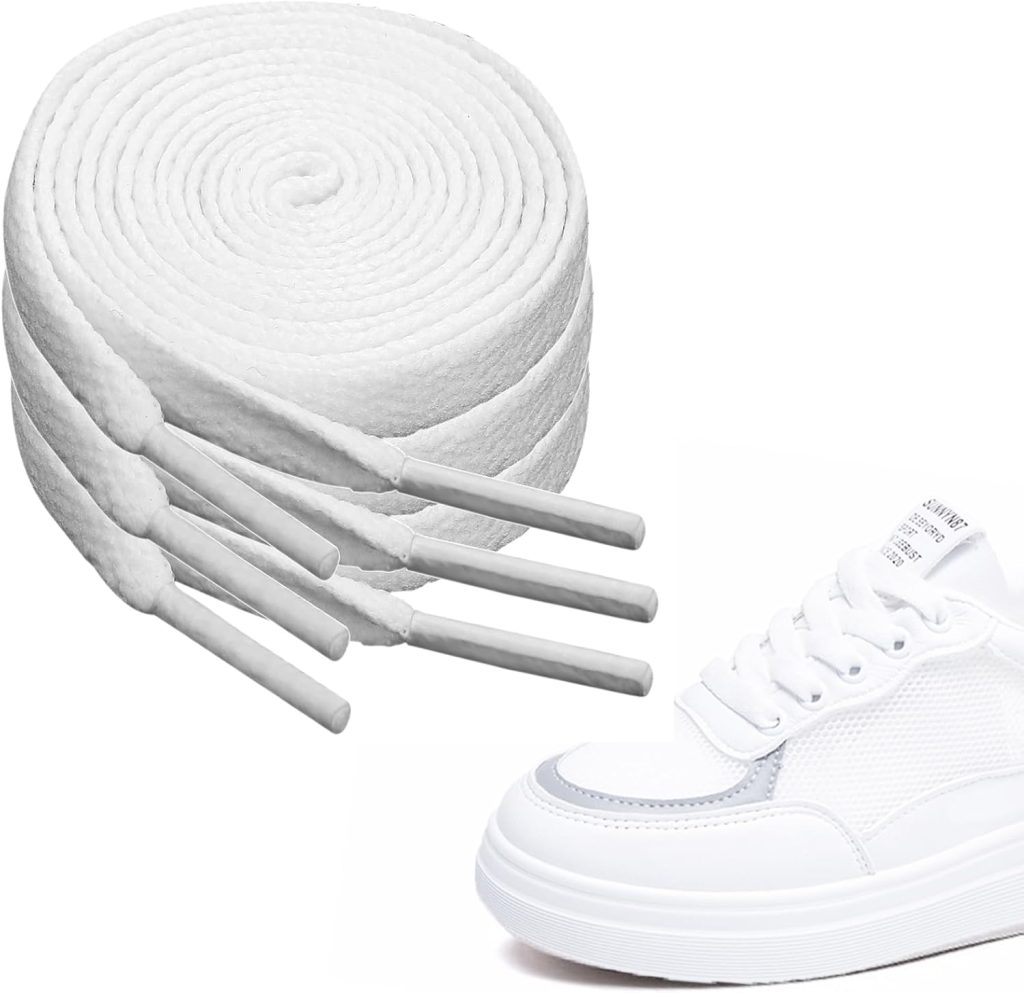 Ouligay 3 Pair Flat Shoe Laces for Sneakers 5/16 Wide Flat Shoelaces for Sneakers Athletic Running Shoes