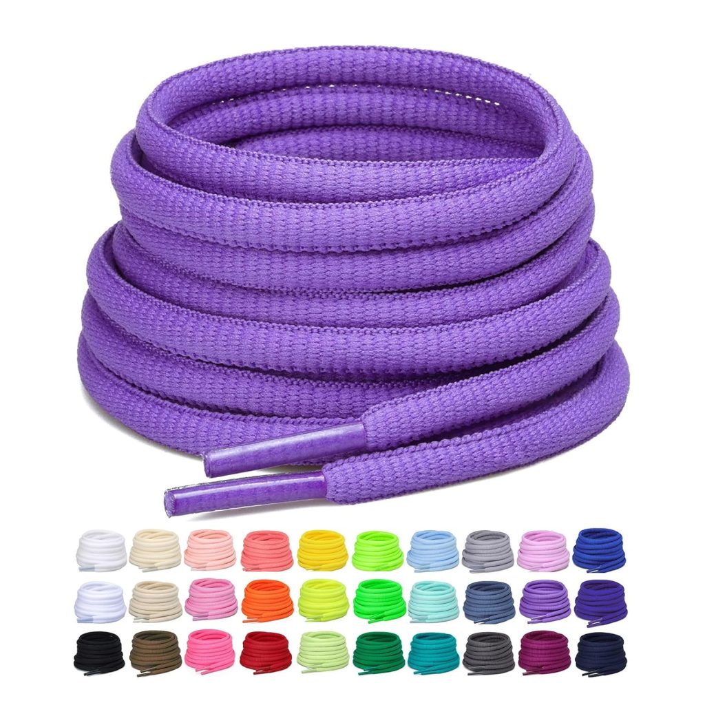 2 Pairs Oval Athletic Shoelaces 30 Colors 1/4 Half Round Shoe Laces for Sneakers
