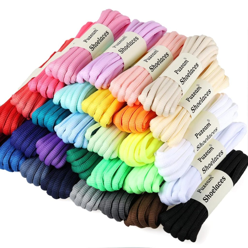 2 Pairs Oval Athletic Shoelaces 30 Colors 1/4 Half Round Shoe Laces for Sneakers