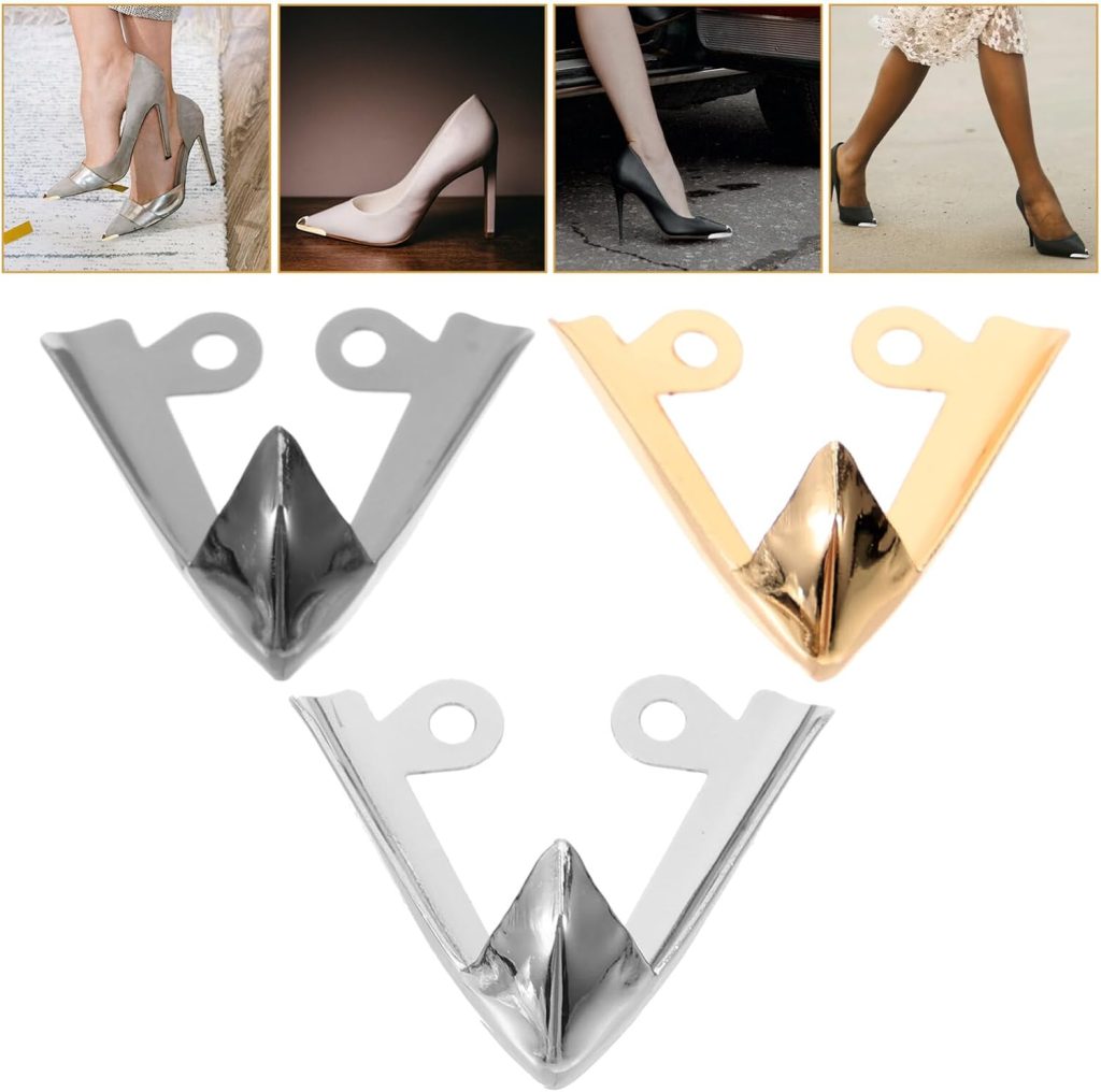 3 Pairs Metal Shoes Pointed Protector High Heels Toe Cap Elegant High Heels Tip Cover Shoes Tips Cap Protection Repair for Women Boots Shoe