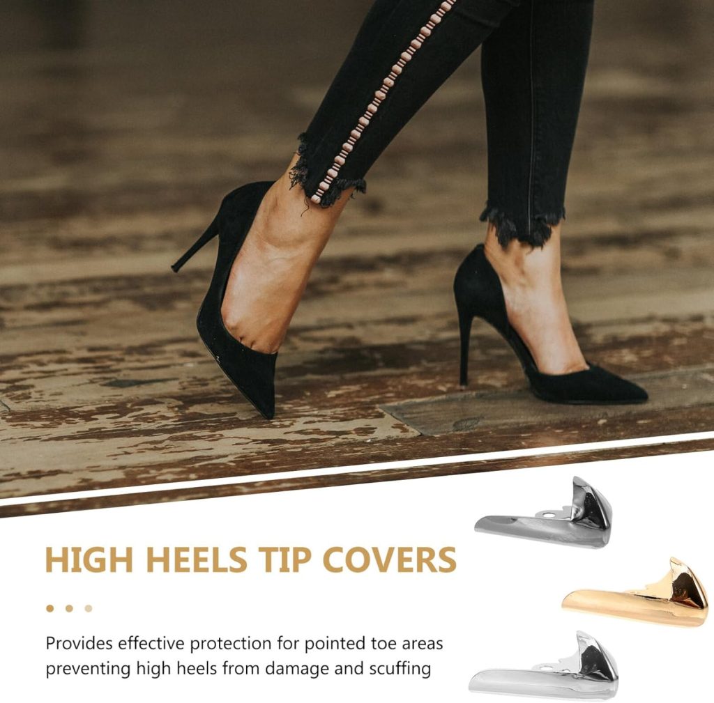 3 Pairs Metal Shoes Pointed Protector High Heels Toe Cap Elegant High Heels Tip Cover Shoes Tips Cap Protection Repair for Women Boots Shoe