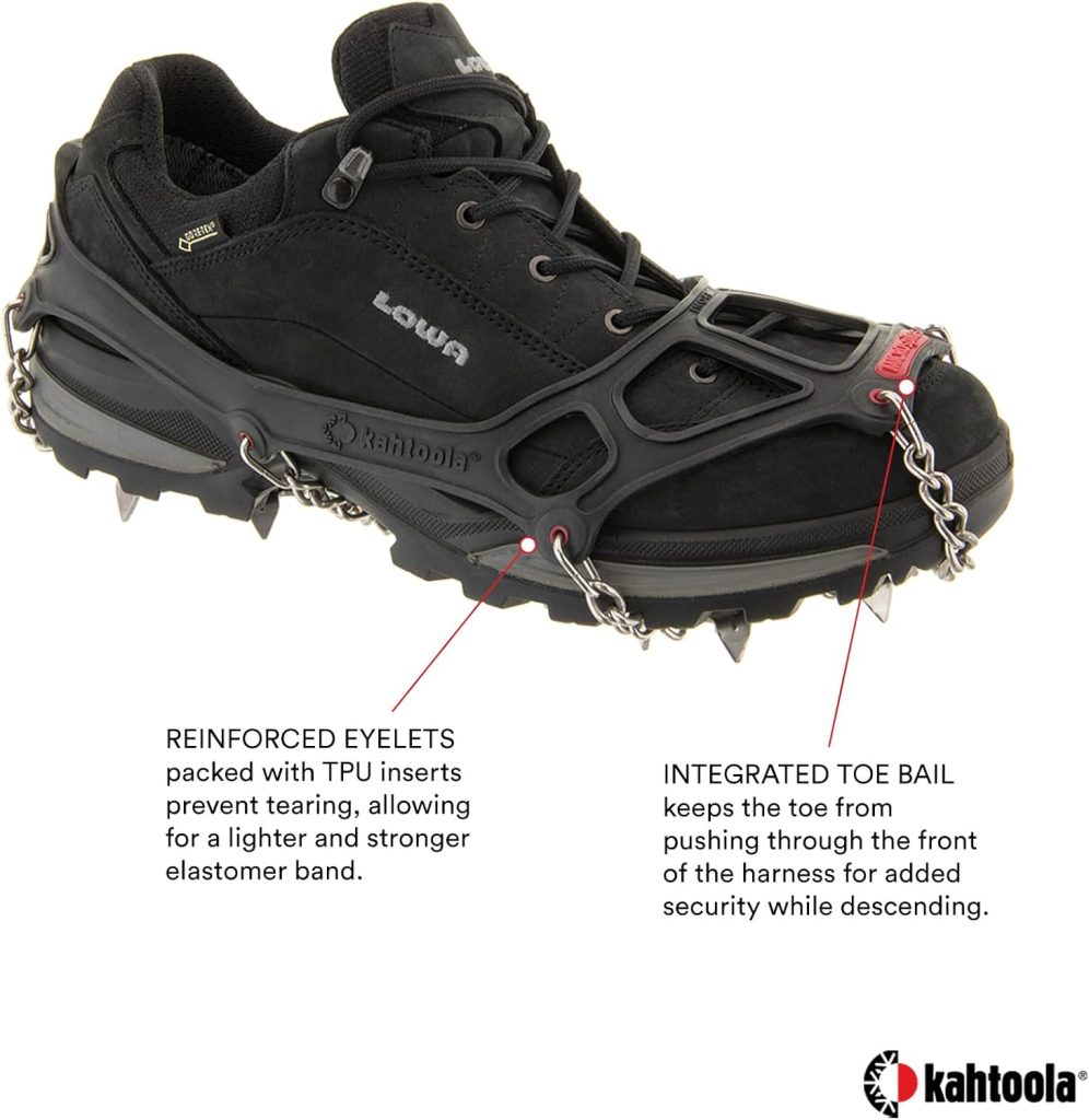 Kahtoola MICROspikes Footwear Traction for Winter Trail Hiking  Ice Mountaineering - Black - Medium