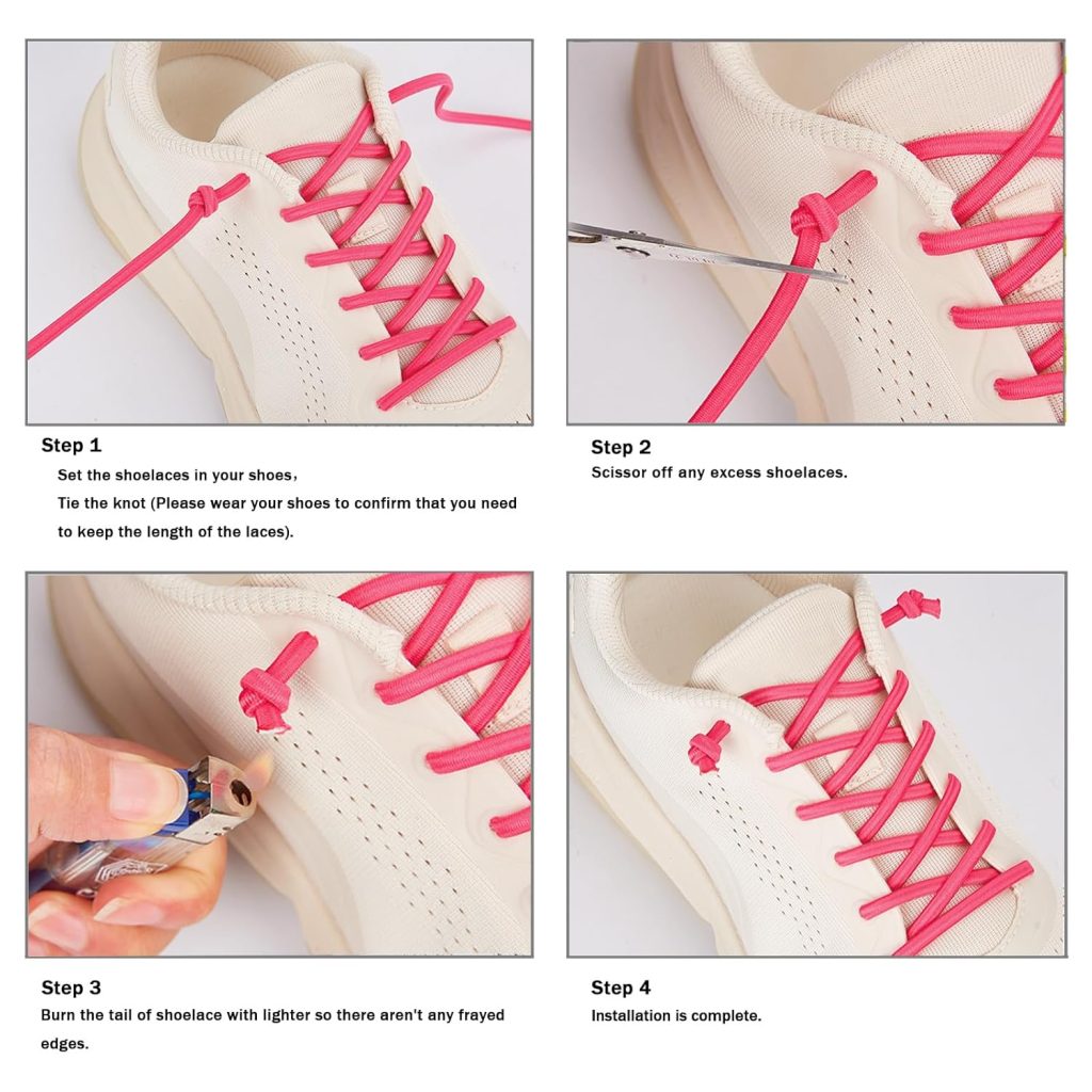 No Tie Shoelaces，Elastic Shoe Laces - One Size Fits All Adult and Kids Shoes